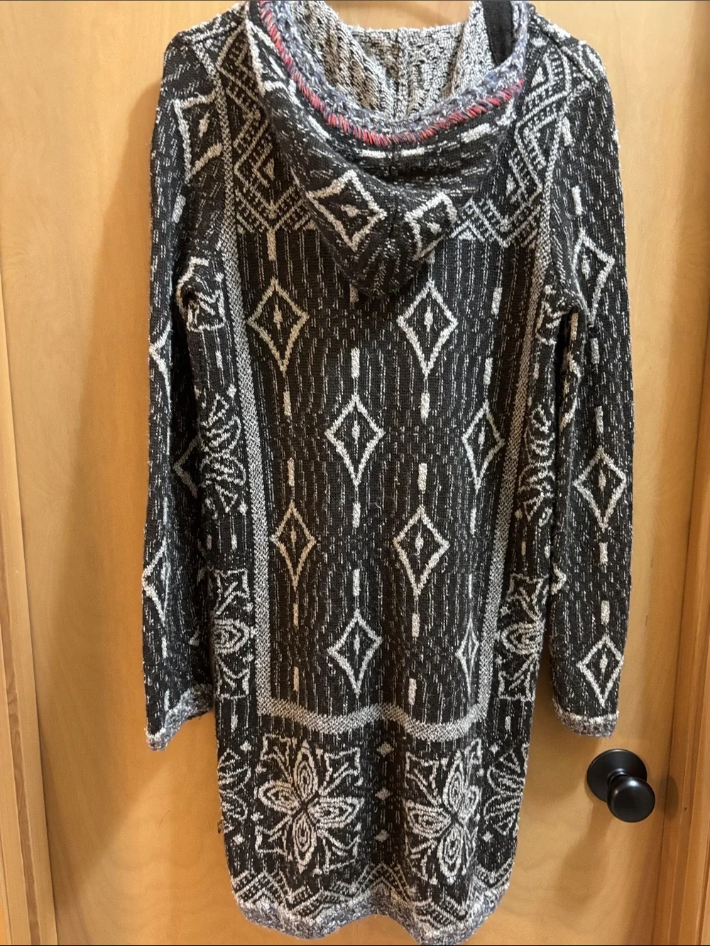 Free People - Kai Tassel Pom Pom Tapestry Hooded Long Cardigan Bojo Chic